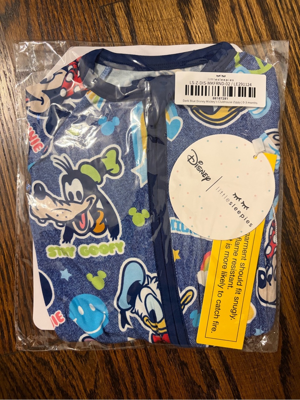 Little Sleepies Mickeys Clubhouse navy zippy 0-3 months NWT